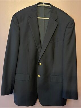 Ralph Lauren 100% Wool Classic Men's Navy Blazer with Gold Buttons 44L